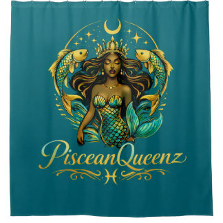 Piscean Queen Teal Shower Curtain