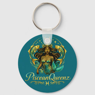 Piscean Queen Teal Shower Curtain Keychain