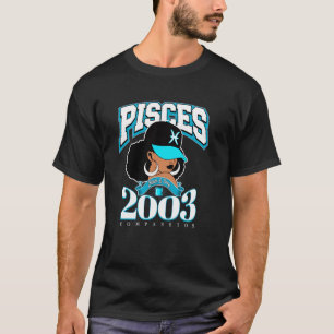 Pisces 2003 Astro Year Melanin Queen Afro Goddess T-Shirt
