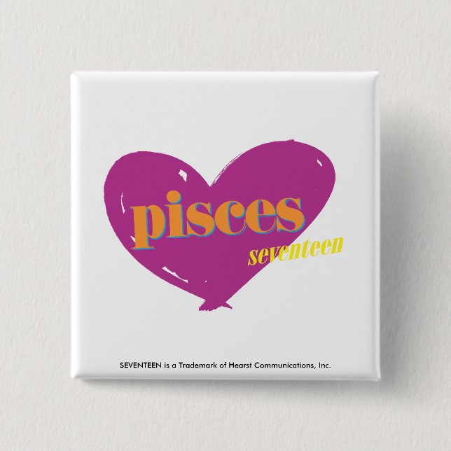 Pisces 2 2 inch square button (Front)