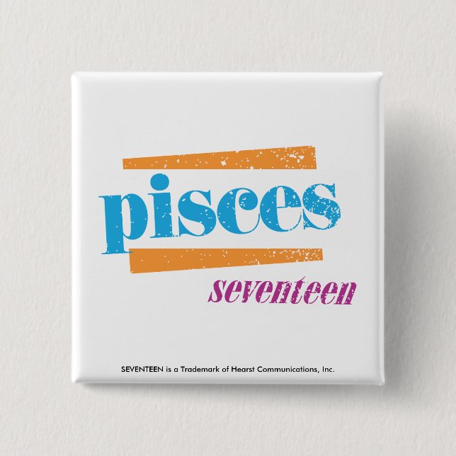 Pisces Aqua 2 Inch Square Button (Front)