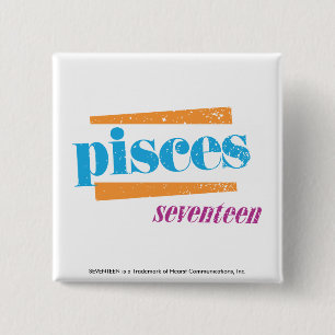 Pisces Aqua 2 Inch Square Button