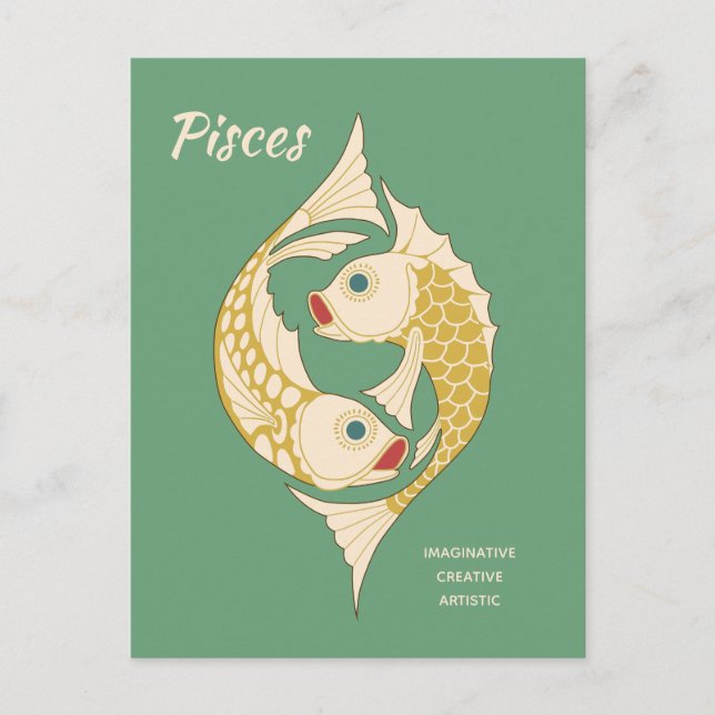 Pisces Art Nouveau Zodiac sign CC1264 Astrology Postcard (Front)
