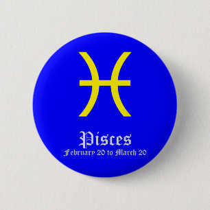 PISCES ASTROLOGIC SIGN, SYMBOL ZODIAC 2 INCH ROUND BUTTON