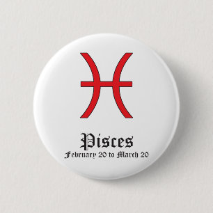 PISCES ASTROLOGIC SIGN, SYMBOL ZODIAC 2 INCH ROUND BUTTON