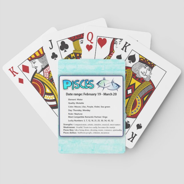 Pisces Astrological Horoscope Zodiac Cards (Back)