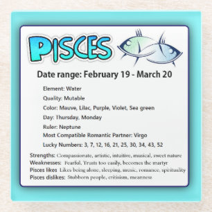 Pisces Astrological Horoscope  Zodiac Sign Coaster