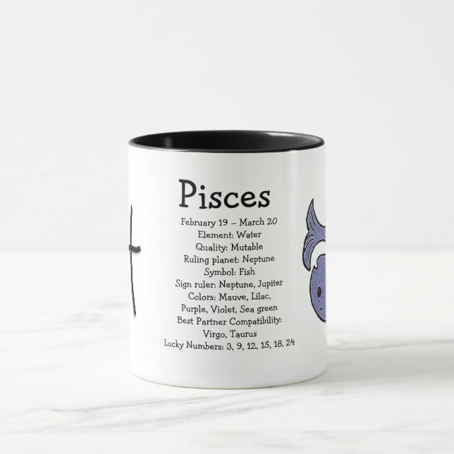 Pisces Astrology Horoscope Zodiac Sign Mug (Center)