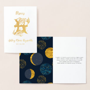 Pisces Astrology Personalized Zodiac Sign Foil Card