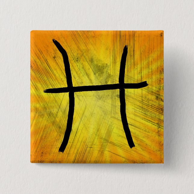 Pisces Astrology Sign 2 Inch Square Button (Front)