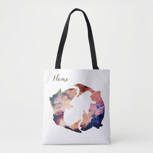 Pisces Astrology Sign Personalized Tote Bag (Front)