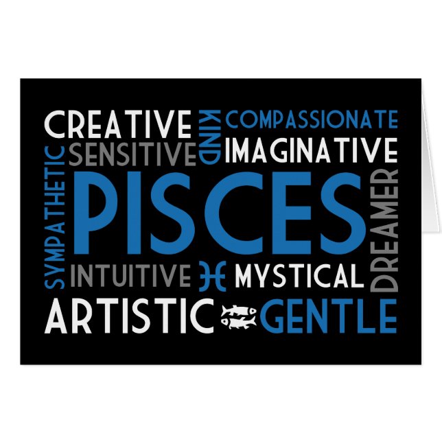 Pisces Astrology Word Collage Card (Front Horizontal)