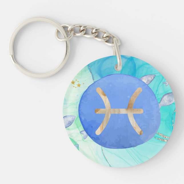 Pisces Astrology Zodiac Keychain – Dreamer’s Charm (Front)