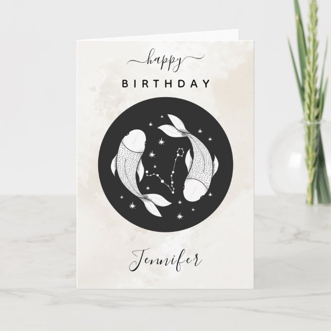 Pisces Astrology Zodiac Star Sign Horoscope Chic Card (Front)