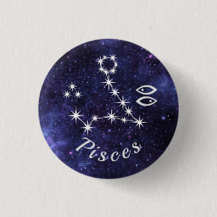 Pisces Badge, Zodiac Horoscope Badge 1 Inch Round Button