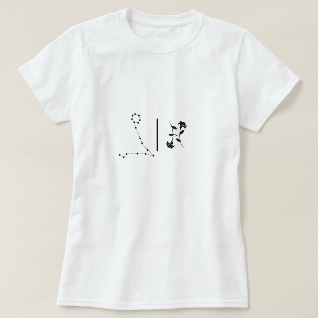 Pisces birth flower lily zodiac sign sky map T-Shirt (Design Front)
