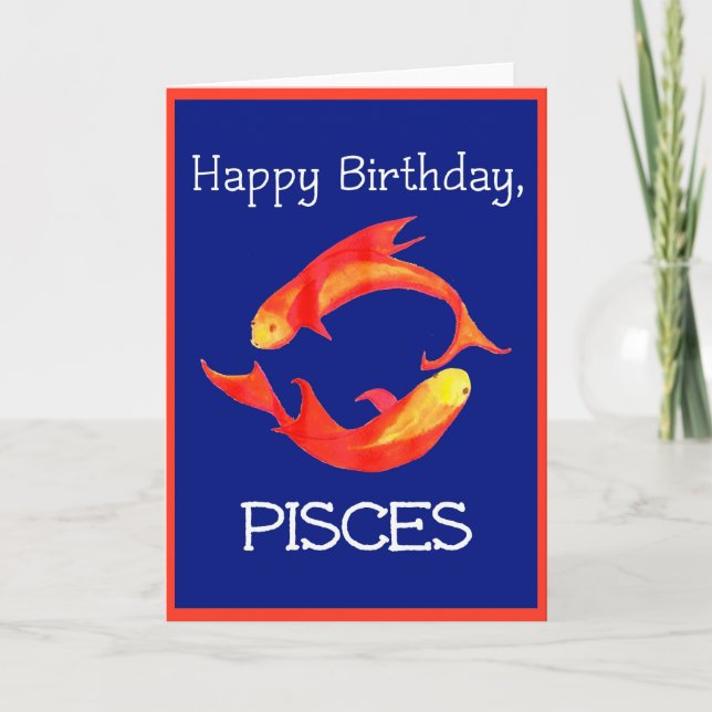 'Pisces' Birthday Card (Front)