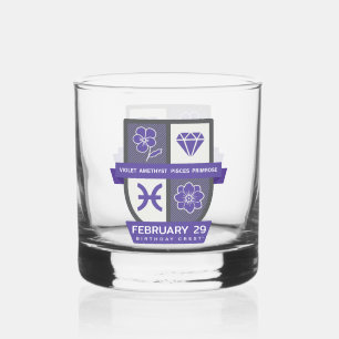 Pisces Birthday Crest™ for February 19-29 Whiskey Glass