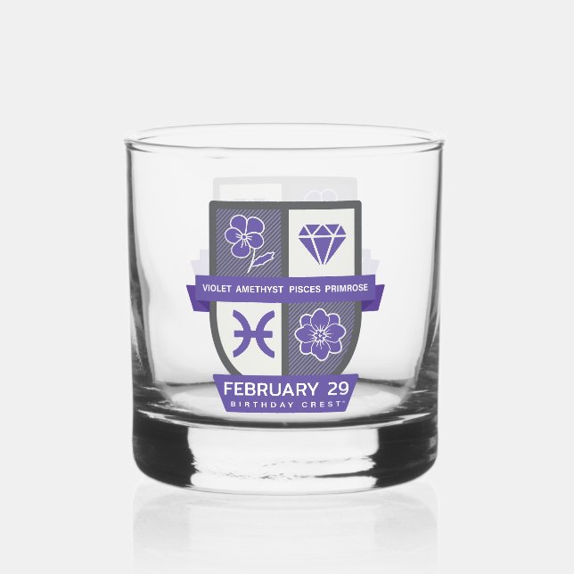 Pisces Birthday Crest™ for February 19-29 Whiskey Glass (Front)