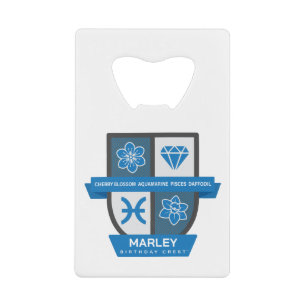 Pisces Birthday Crest™ for March 1-20 Credit Card Bottle Opener