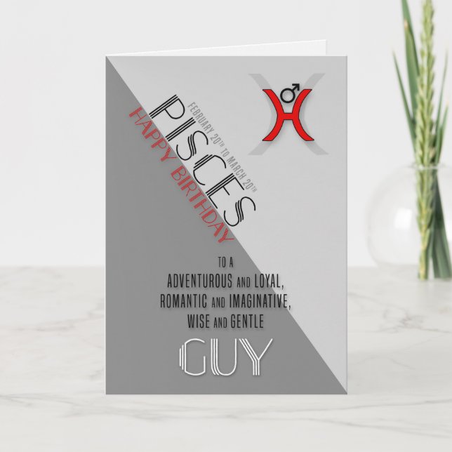 Pisces Birthday for Him February 20th to March 20 Card (Front)