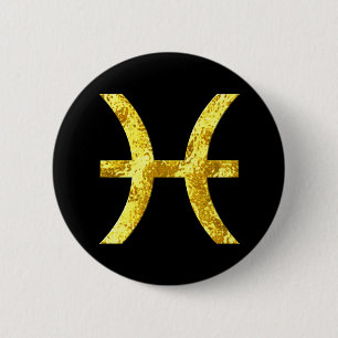 Pisces Black Gold Buttons