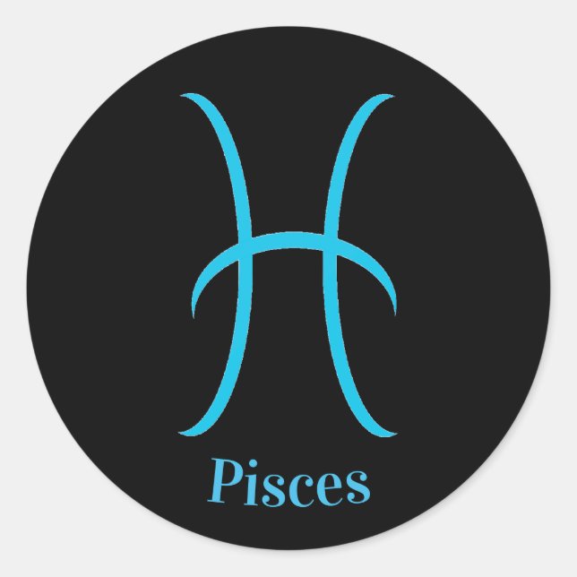 Pisces Black Zodiac Symbol Classic Round Sticker (Front)