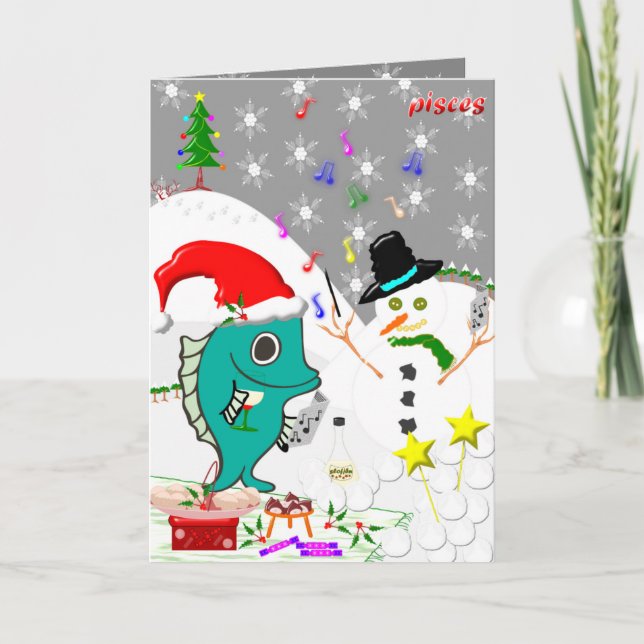 Pisces Carte de Noël. (Devant)