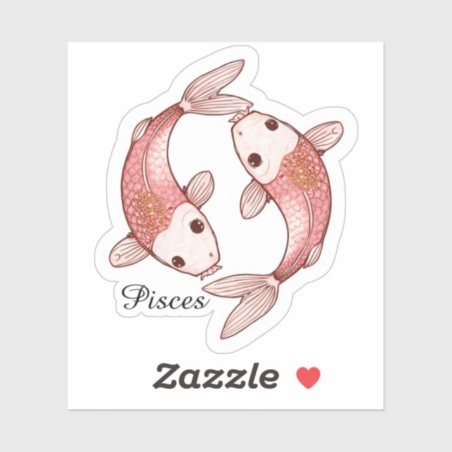 Pisces Celestial Zodiac Sticker - Twin Fish Art (Sheet)