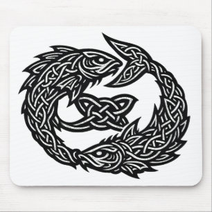 Pisces Celtic Twin‑Current Sigil BurnsInHell Ink Mouse Pad