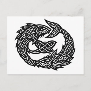 Pisces Celtic Twin‑Current Sigil BurnsInHell Ink Postcard