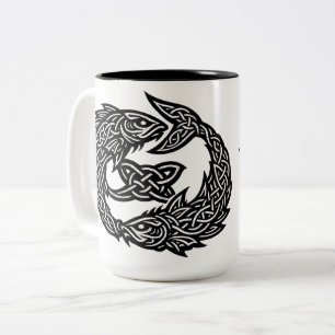 Pisces Celtic Twin‑Current Sigil   BurnsInHell Ink Two-Tone Coffee Mug
