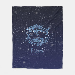 Pisces Constellation and Zodiac Sign with Stars Fleece Blanket