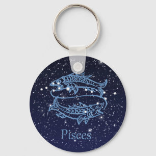 Pisces Constellation and Zodiac Sign with Stars Keychain