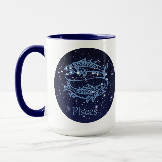 Pisces Constellation and Zodiac Sign with Stars Mug (Left)