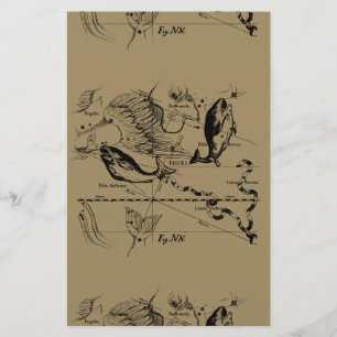 Pisces Constellation Hevelius 1690 Decor Stationery