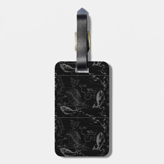 Pisces Constellation Hevelius 1690 Map Engraving Luggage Tag (Back Vertical)