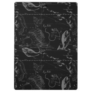 Pisces Constellation Hevelius 1690 on Black Clipboard