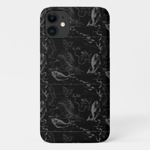 Pisces Constellation Map Hevelius 1690 on Black iPhone 11 Case