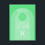 Pisces Custom Birthday Zodiac - Modern Design<br><div class="desc">Personalize this button with a birthdate and name. A custom design with the zodiac sign - Pisces - plus personality traits, information and constellation. Personalize this birthday candle with a birthdate and name. A custom birthday design with the zodiac sign - Pisces - plus personality traits, information and constellation. A...</div>