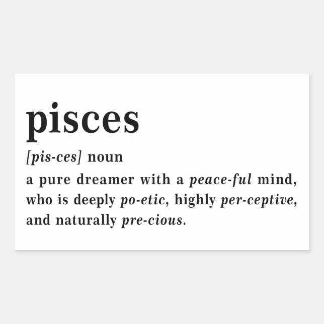 Pisces Definition Aesthetic Astrology Gift Sticker (Front)