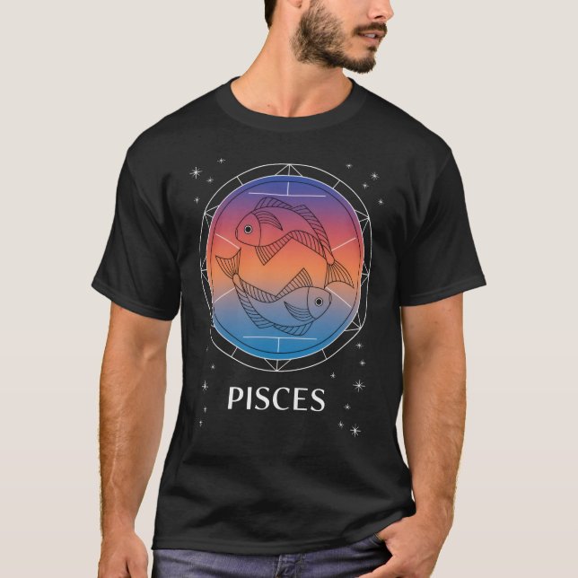 Pisces Dreams Colourful Celestial Pisces Zodiac  T-Shirt (Front)