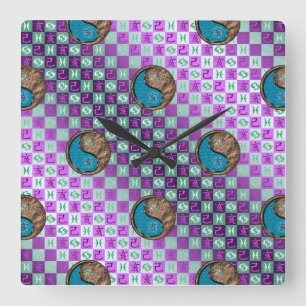 Pisces & Earth Boar Square Wall Clock