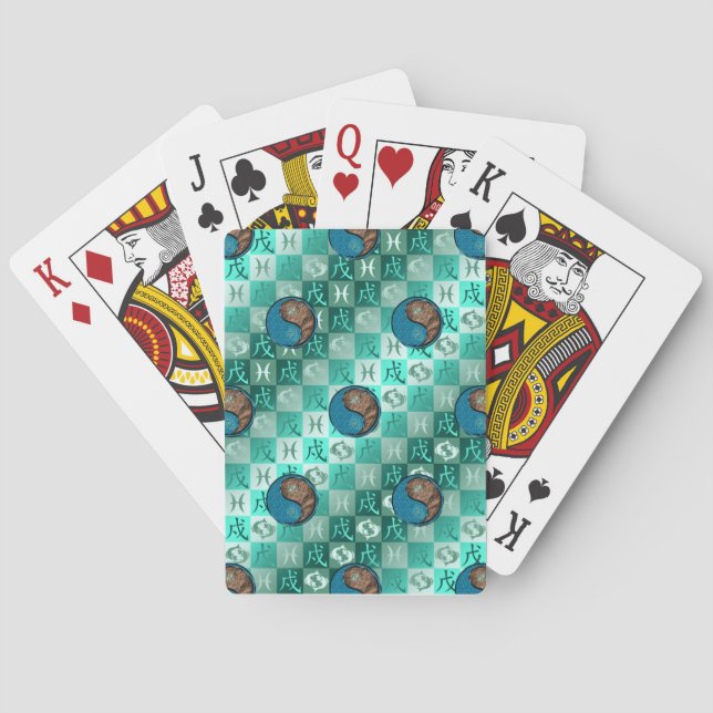 Pisces & Earth Dog Playing Cards (Back)