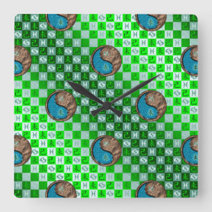 Pisces & Earth Goat Square Wall Clock