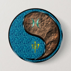 Pisces & Earth Monkey 3 Inch Round Button