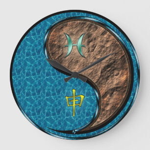Pisces & Earth Monkey Large Clock