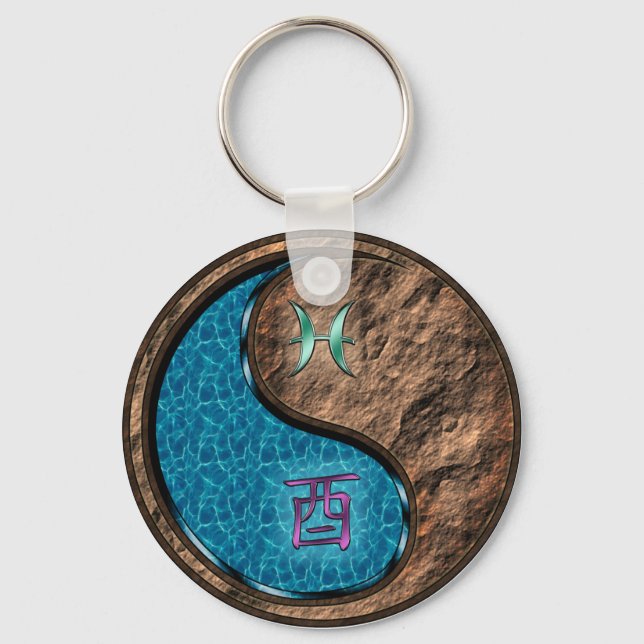 Pisces & Earth Rooster Keychain (Front)