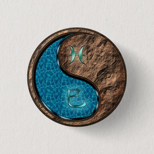 Pisces & Earth Snake 1 Inch Round Button (Front)