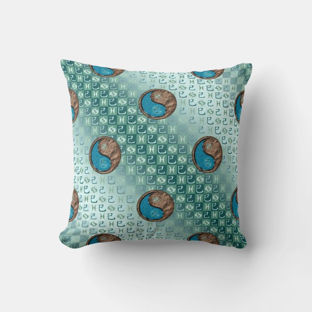 Pisces & Earth Snake Throw Pillow (Front)
